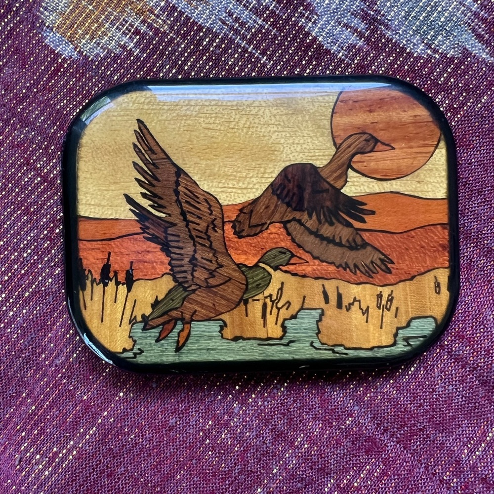 Gorgeous Wooden Inlay and Brass Belt Buckle by Harmony Design Denver, CO